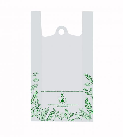 5 bolsas compostables tipo camiseta